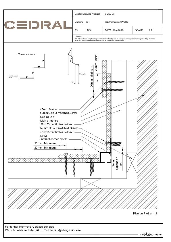 Cedral Lap Vertical Undulated Internal Corner Profile