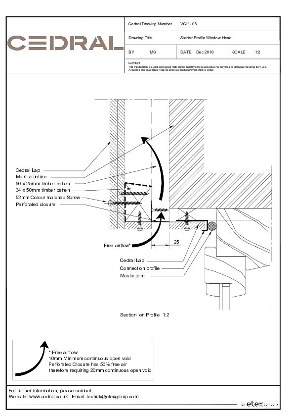 Cedral Lap Vertical Undulated Starter Profile Window Head