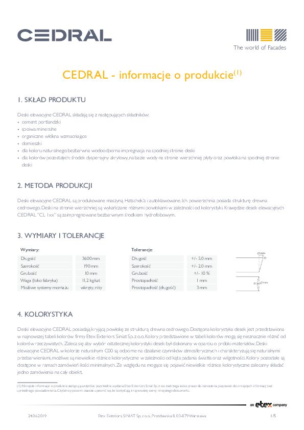 Karta produktowa deski Cedral