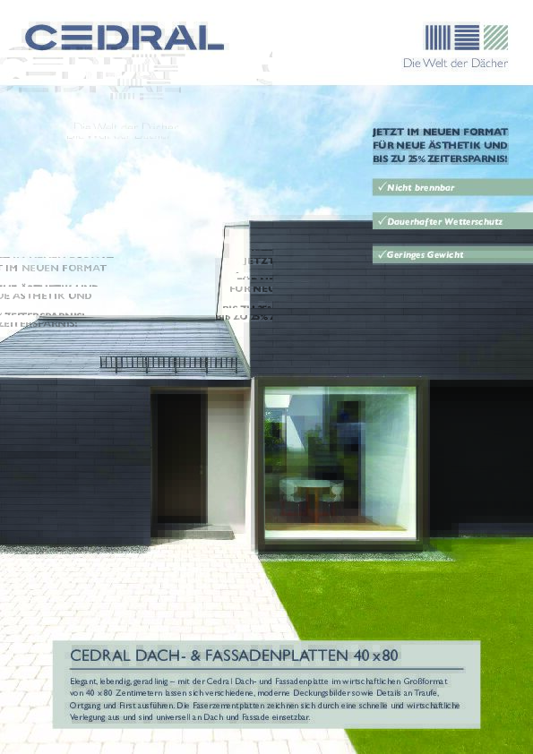 Flyer Dach-& Fassadenplatte 40x80