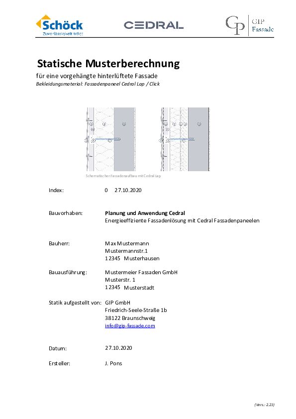 Musterstatik Energieeffiziente Fassadenlösung