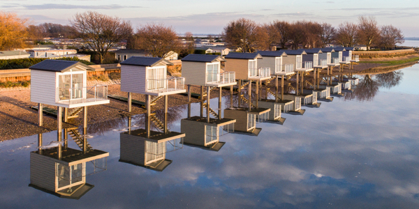 Cabines de plage à Maldon, Royaume-Uni