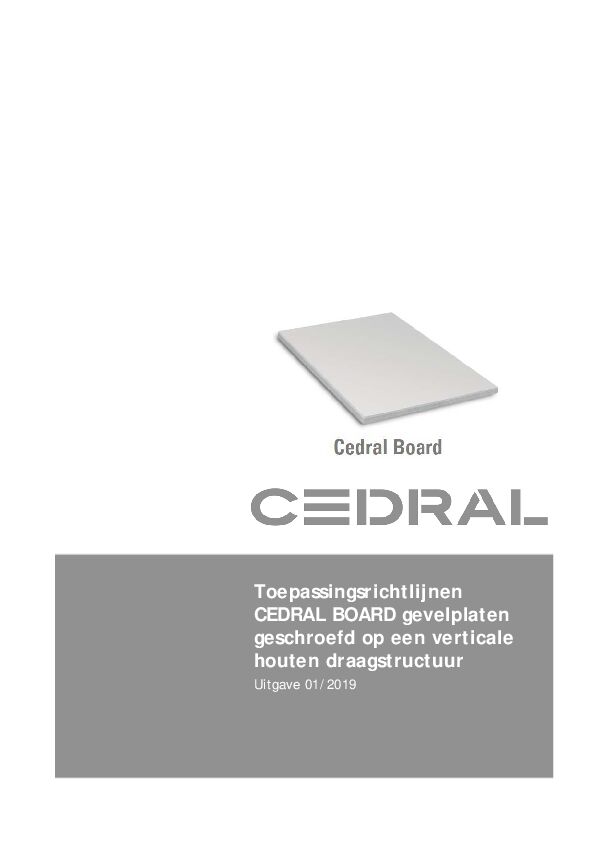 Toepassingsrichtlijn Cedral Board (geschroefd op hout)