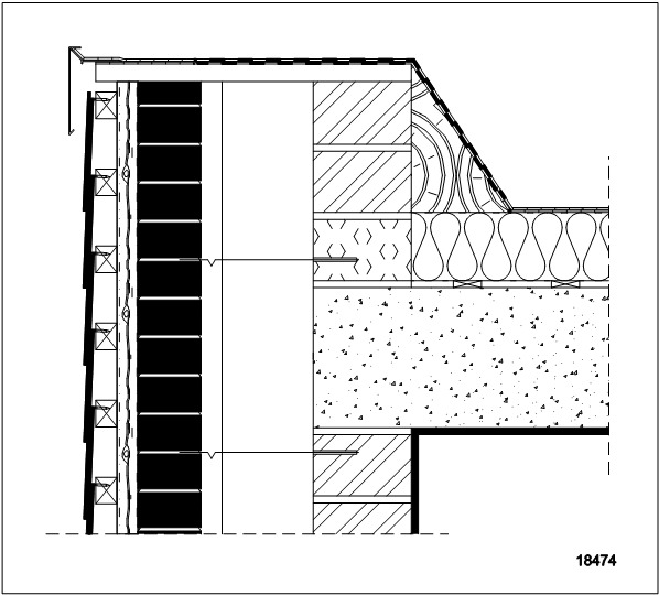 Dessin technique ardoises alterna pose horizontale, detail rive de toiture