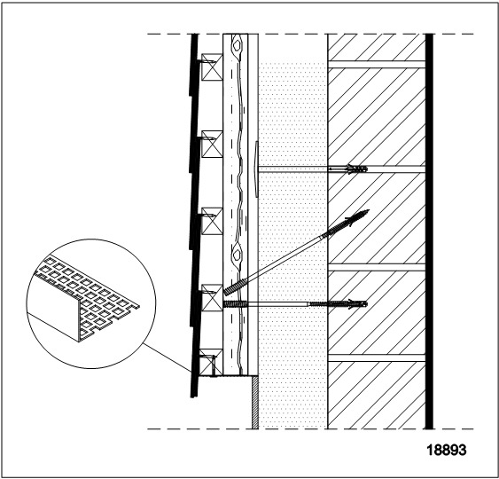 Dessin technique bord inferieur façade ventilée coupe verticale