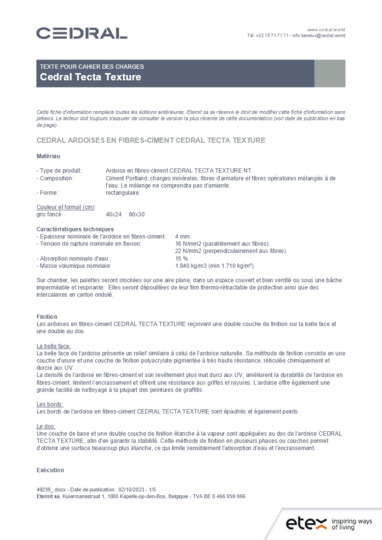 Cedral Tecta Texture Cahier des charges