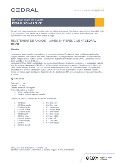 Cedral Click Cahier des charges