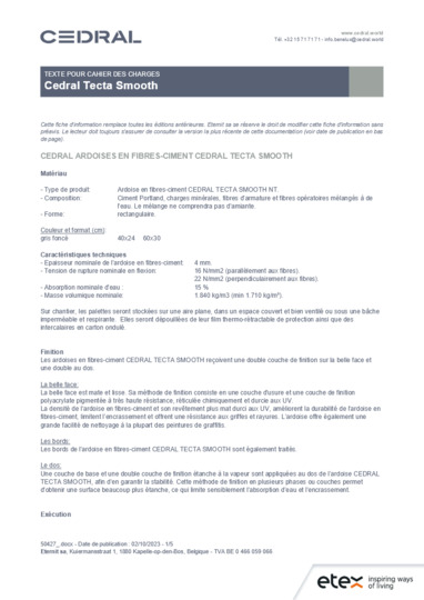Cedral Tecta Smooth Cahier des charges