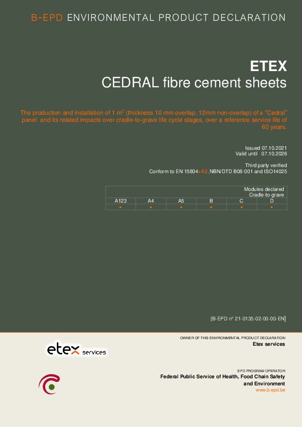 Environmental Product Declaration Cedral Sidings