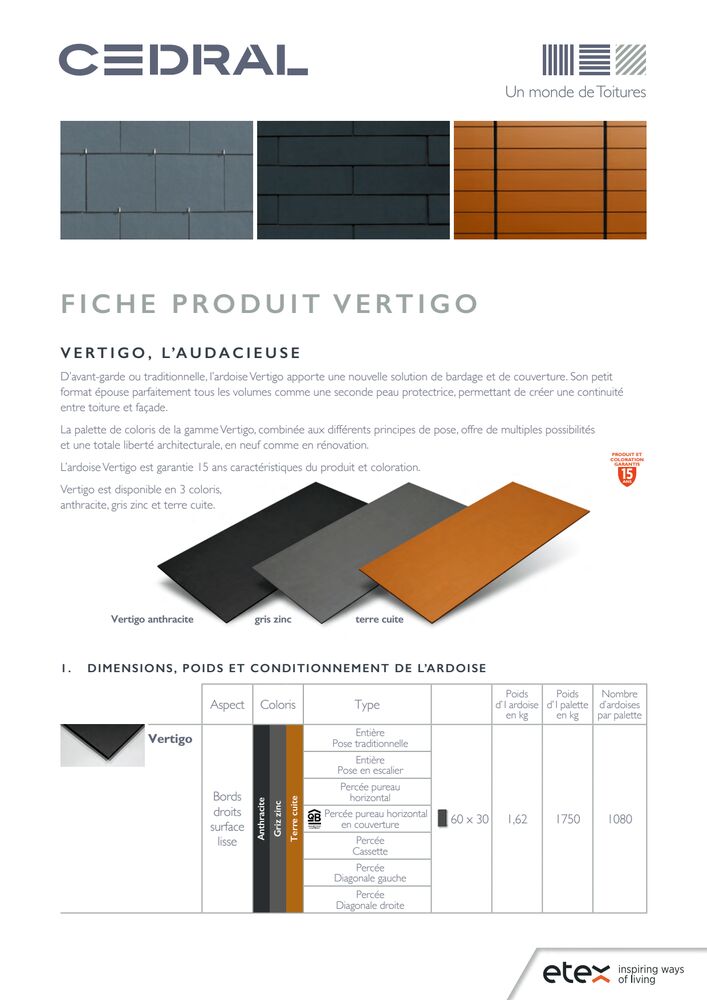 Fiche produit Cedral Vertigo